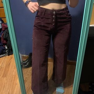 Purple Corduroy High Waisted Flare Pants